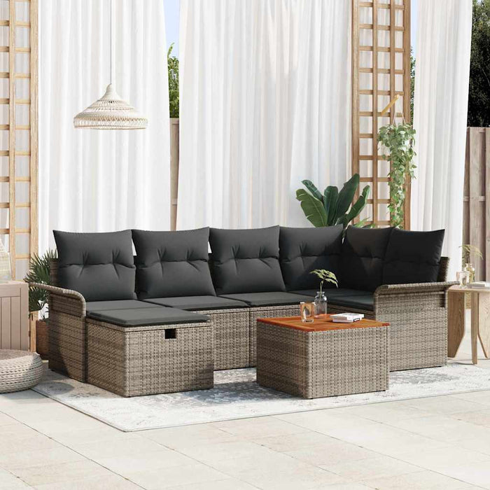 Set de canapele pentru grădină cu pernă 7 pcs Gri Rattan poli - WALTI WALTI