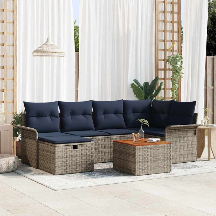 Set de canapele pentru grădină cu pernă 7 pcs Gri Rattan poli - WALTI WALTI