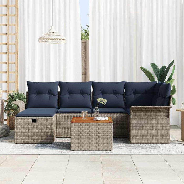 Set de canapele pentru grădină cu pernă 7 pcs Gri Rattan poli - WALTI WALTI