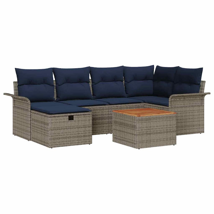 Set de canapele pentru grădină cu pernă 7 pcs Gri Rattan poli - WALTI WALTI