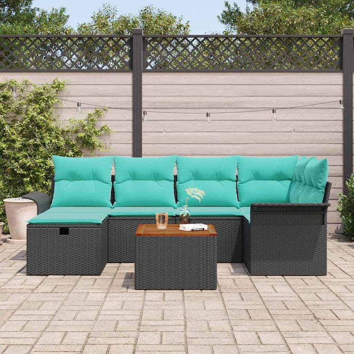 Set de canapele pentru grădină cu pernă 7 pcs Negru Rattan poli - WALTI WALTI