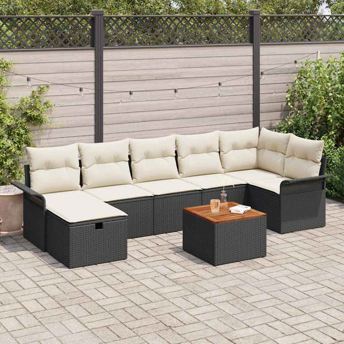 Set de canapele pentru grădină cu pernă 8 pcs Negru Rattan poli - WALTI WALTI
