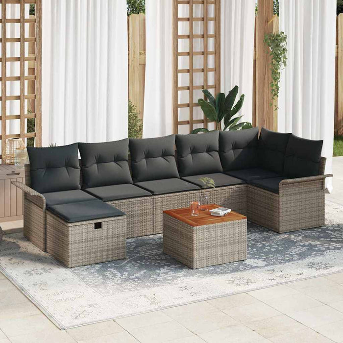 Set de canapele pentru grădină cu pernă 8 pcs Gri Rattan poli - WALTI WALTI