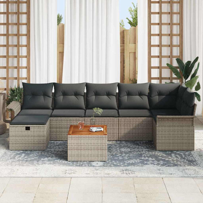 Set de canapele pentru grădină cu pernă 8 pcs Gri Rattan poli - WALTI WALTI