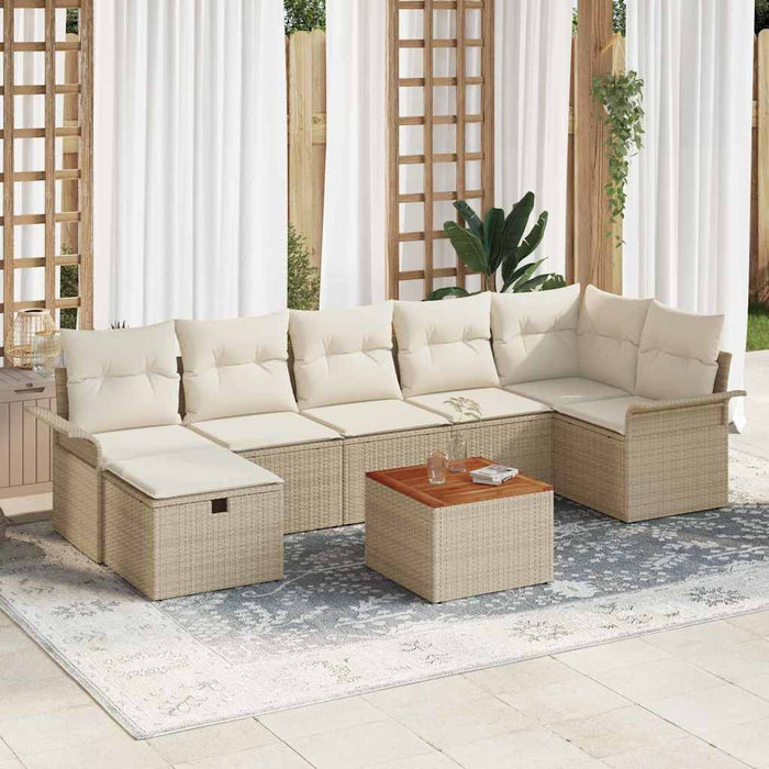 Set de canapele pentru grădină cu pernă 8 pcs Bej Rattan poli - WALTI WALTI