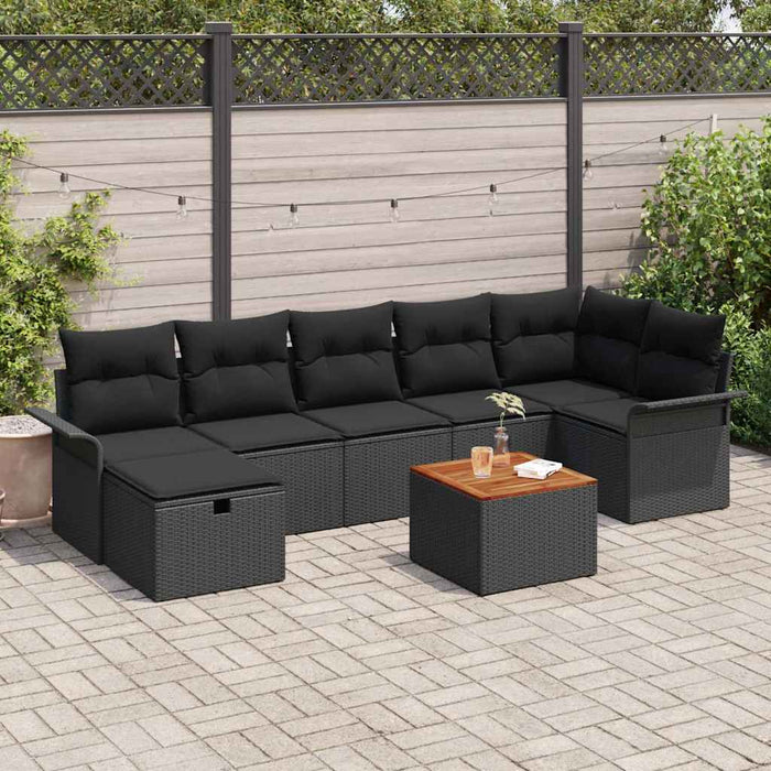 Set de canapele pentru grădină cu pernă 8 pcs Negru Rattan poli - WALTI WALTI