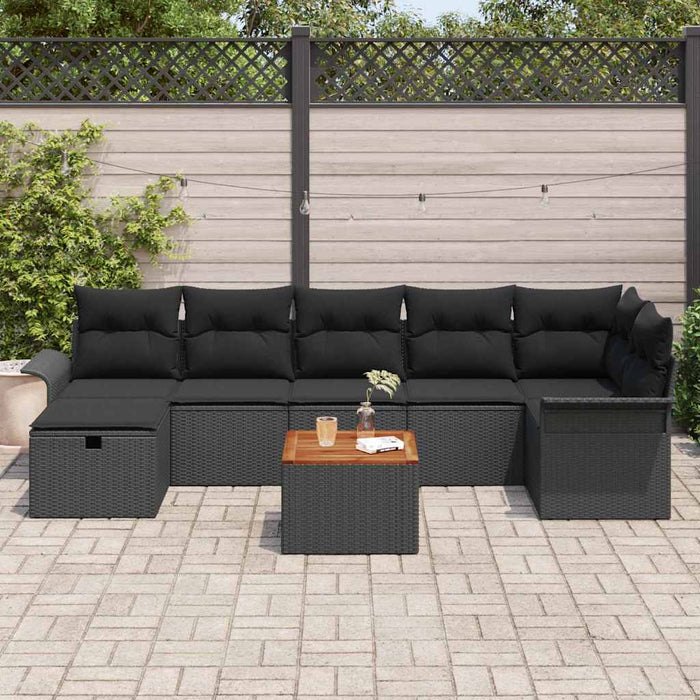 Set de canapele pentru grădină cu pernă 8 pcs Negru Rattan poli - WALTI WALTI