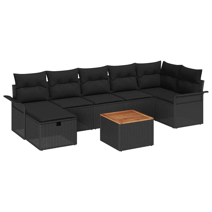 Set de canapele pentru grădină cu pernă 8 pcs Negru Rattan poli - WALTI WALTI