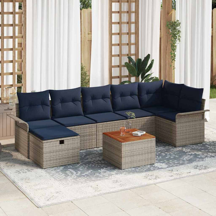 Set de canapele pentru grădină cu pernă 8 pcs Gri Rattan poli - WALTI WALTI