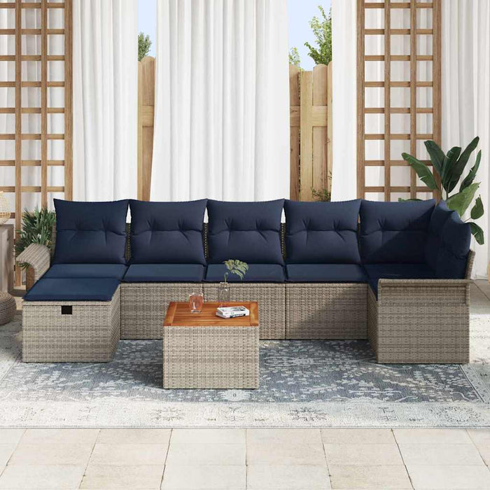 Set de canapele pentru grădină cu pernă 8 pcs Gri Rattan poli - WALTI WALTI