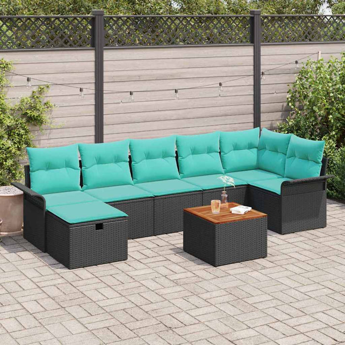 Set de canapele pentru grădină cu pernă 8 pcs Negru Rattan poli - WALTI WALTI