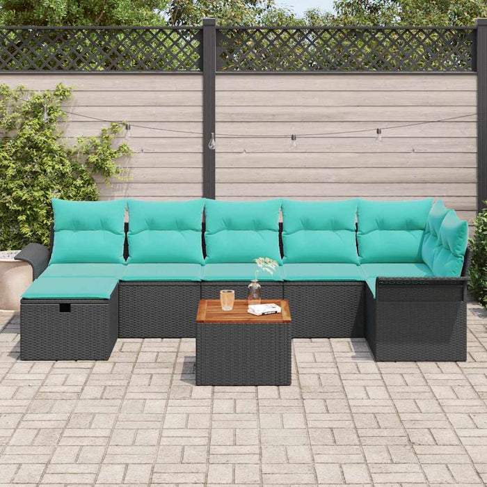 Set de canapele pentru grădină cu pernă 8 pcs Negru Rattan poli - WALTI WALTI