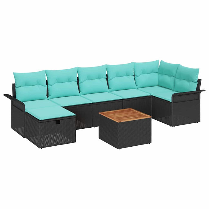 Set de canapele pentru grădină cu pernă 8 pcs Negru Rattan poli - WALTI WALTI