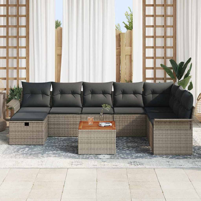 Set de canapele pentru grădină cu pernă 9 pcs Gri Rattan poli - WALTI WALTI
