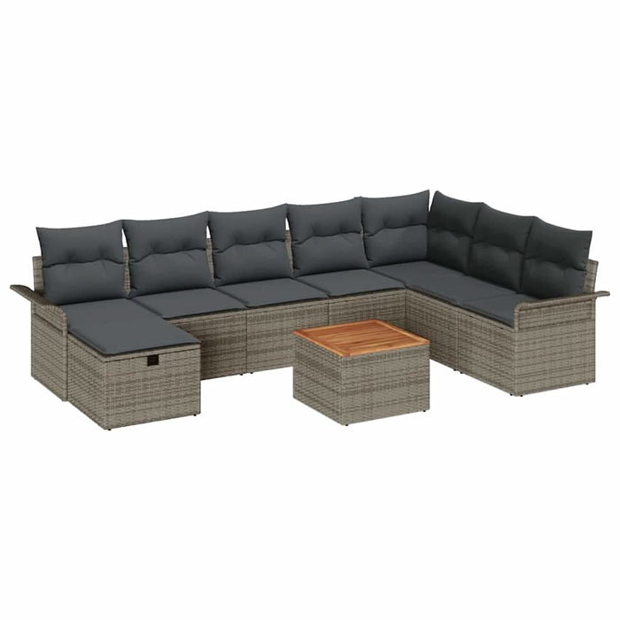 Set de canapele pentru grădină cu pernă 9 pcs Gri Rattan poli - WALTI WALTI