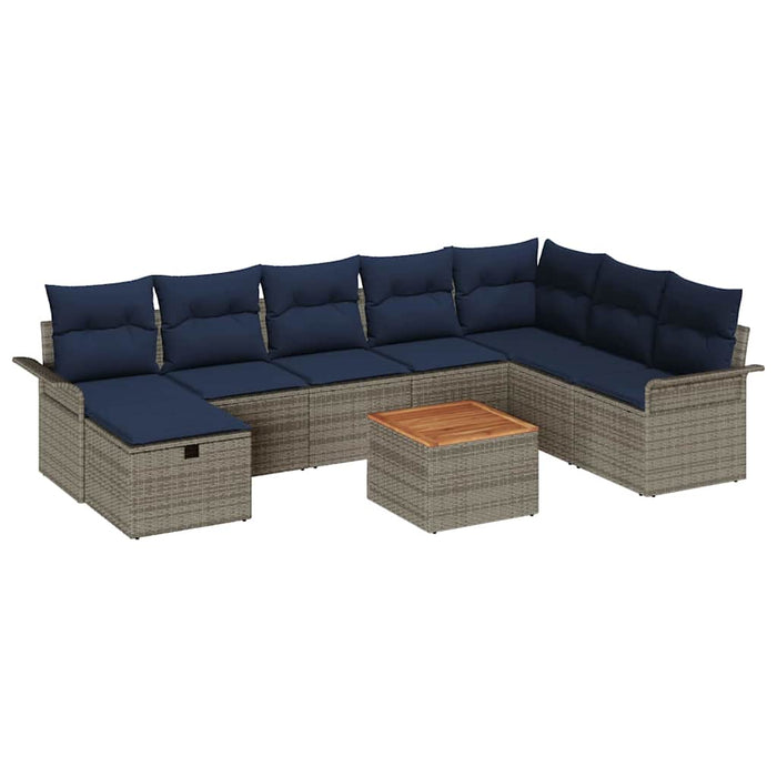 Set de canapele pentru grădină cu pernă 9 pcs Gri Rattan poli - WALTI WALTI