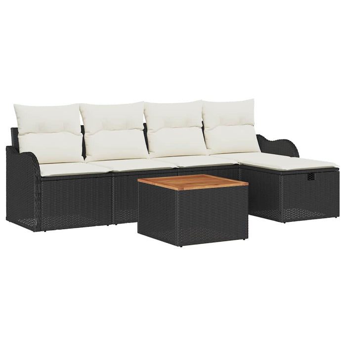 Set de canapele pentru grădină cu pernă 6 pcs Negru Rattan poli - WALTI WALTI