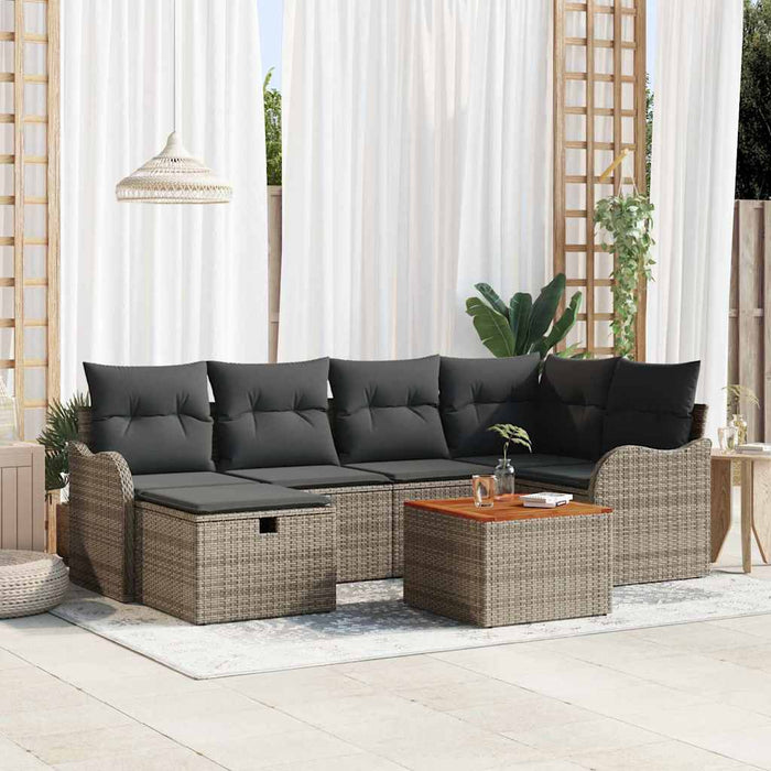 Set de canapele pentru grădină cu pernă 7 pcs Gri Rattan poli - WALTI WALTI