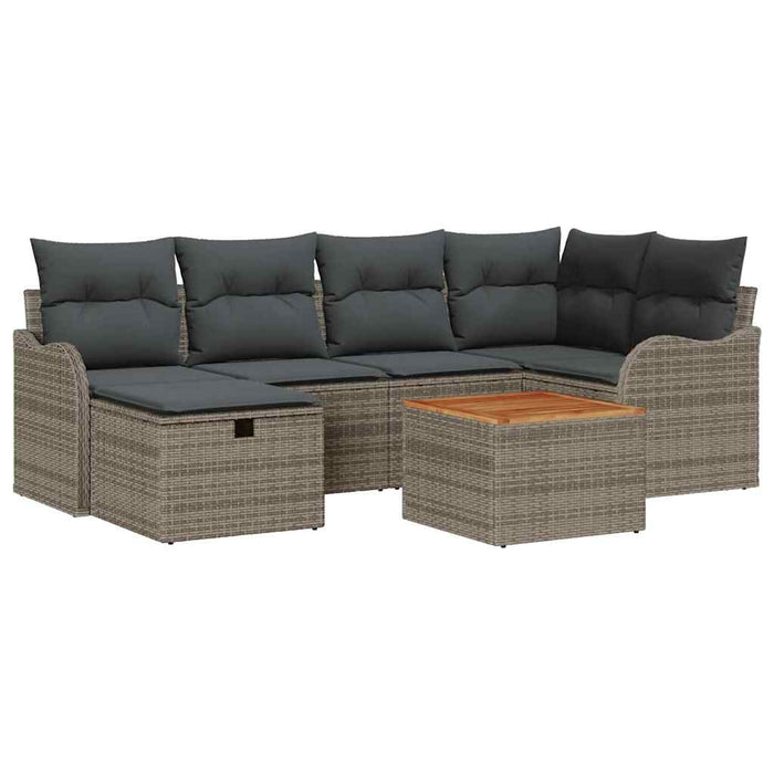 Set de canapele pentru grădină cu pernă 7 pcs Gri Rattan poli - WALTI WALTI