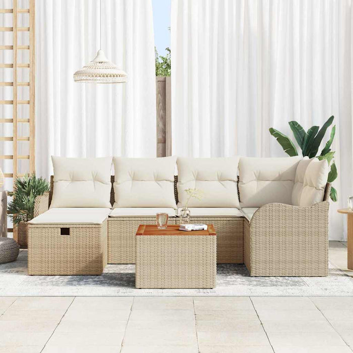 Set de canapele pentru grădină cu pernă 7 pcs Bej Rattan poli - WALTI WALTI