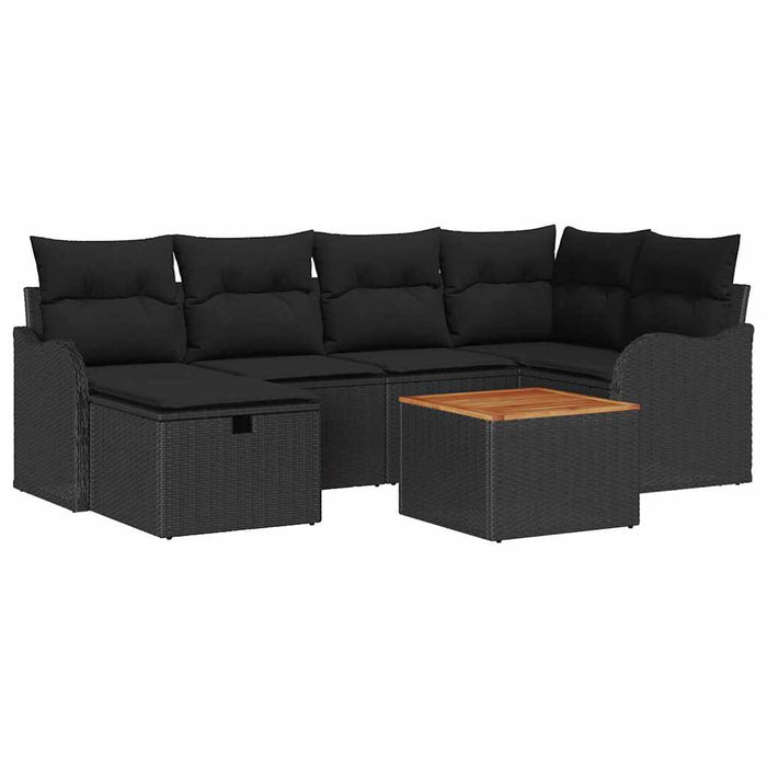 Set de canapele pentru grădină cu pernă 7 pcs Negru Rattan poli - WALTI WALTI