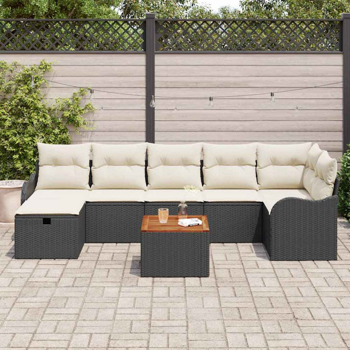 Set de canapele pentru grădină cu pernă 8 pcs Negru Rattan poli - WALTI WALTI
