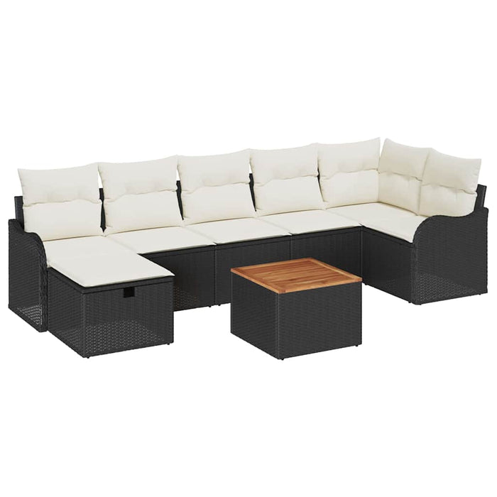 Set de canapele pentru grădină cu pernă 8 pcs Negru Rattan poli - WALTI WALTI