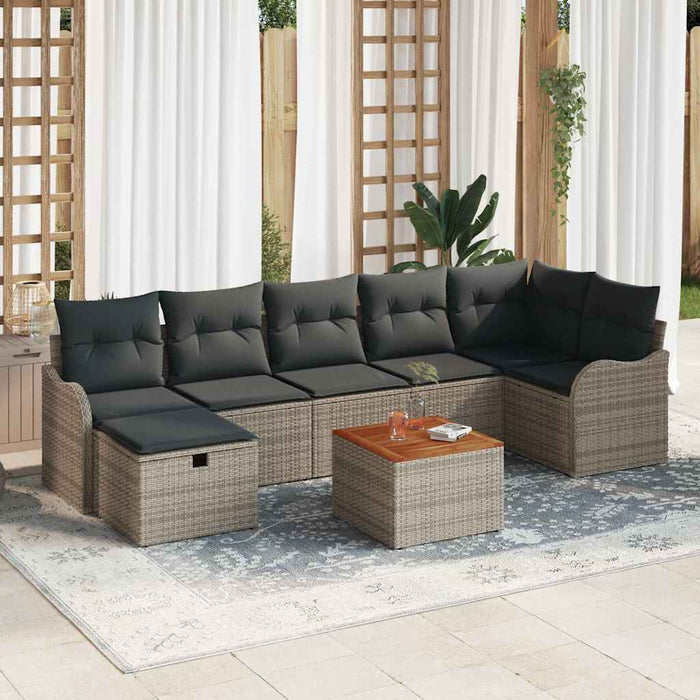 Set de canapele pentru grădină cu pernă 8 pcs Gri Rattan poli - WALTI WALTI