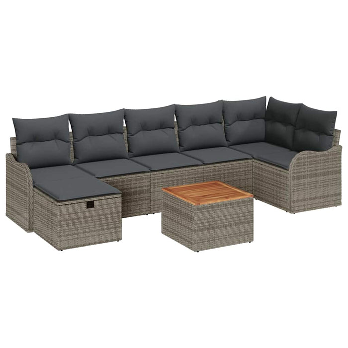 Set de canapele pentru grădină cu pernă 8 pcs Gri Rattan poli - WALTI WALTI