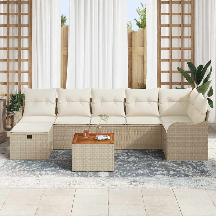 Set de canapele pentru grădină cu pernă 8 pcs Bej Rattan poli - WALTI WALTI