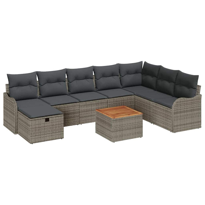 Set de canapele pentru grădină cu pernă 9 pcs Gri Rattan poli - WALTI WALTI