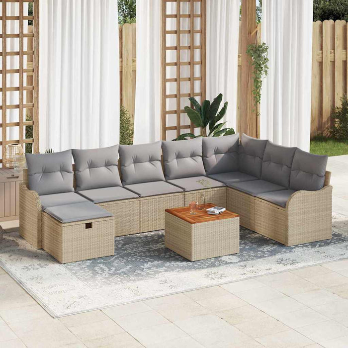 Set de canapele pentru grădină 9 buc. Bej Rattan poli - WALTI WALTI