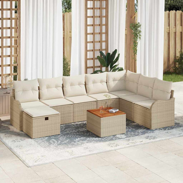 Set de canapele pentru grădină 9 buc. Bej Rattan poli - WALTI WALTI