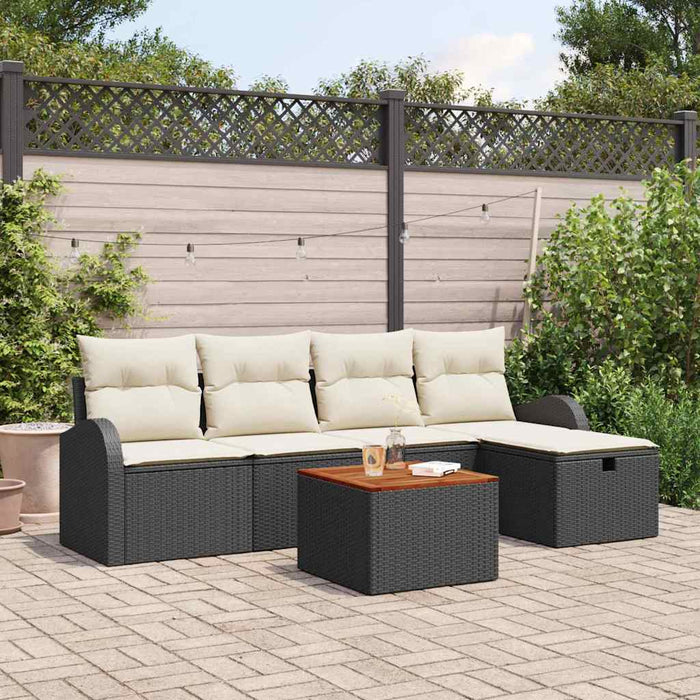 Set de canapele pentru grădină cu pernă 6 pcs Negru Rattan poli - WALTI WALTI