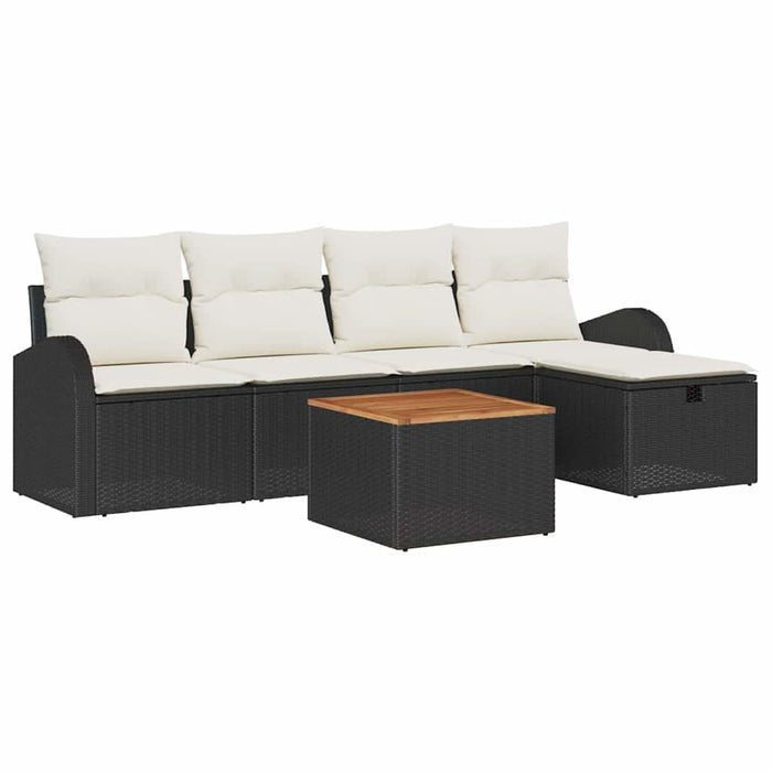 Set de canapele pentru grădină cu pernă 6 pcs Negru Rattan poli - WALTI WALTI