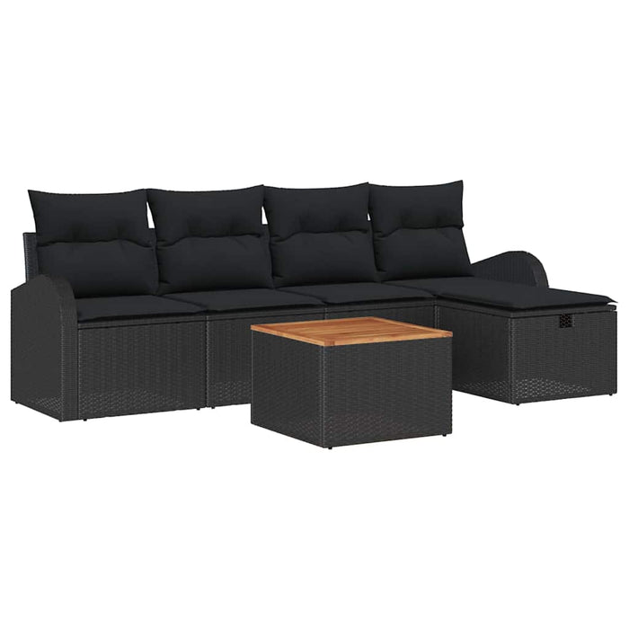 Set de canapele pentru grădină cu pernă 6 pcs Negru Rattan poli - WALTI WALTI