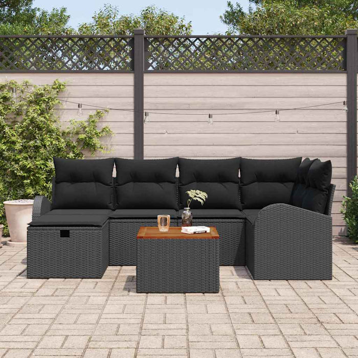 Set de canapele pentru grădină cu pernă 7 pcs Negru Rattan poli - WALTI WALTI