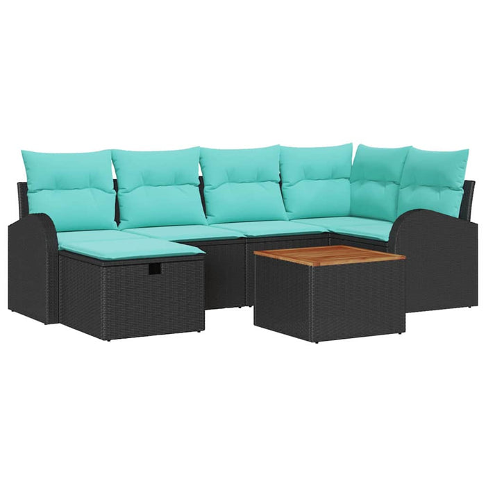 Set de canapele pentru grădină cu pernă 7 pcs Negru Rattan poli WALTI