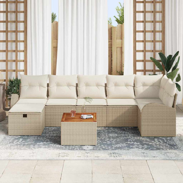 Set de canapele pentru grădină cu pernă 8 pcs Bej Rattan poli - WALTI WALTI