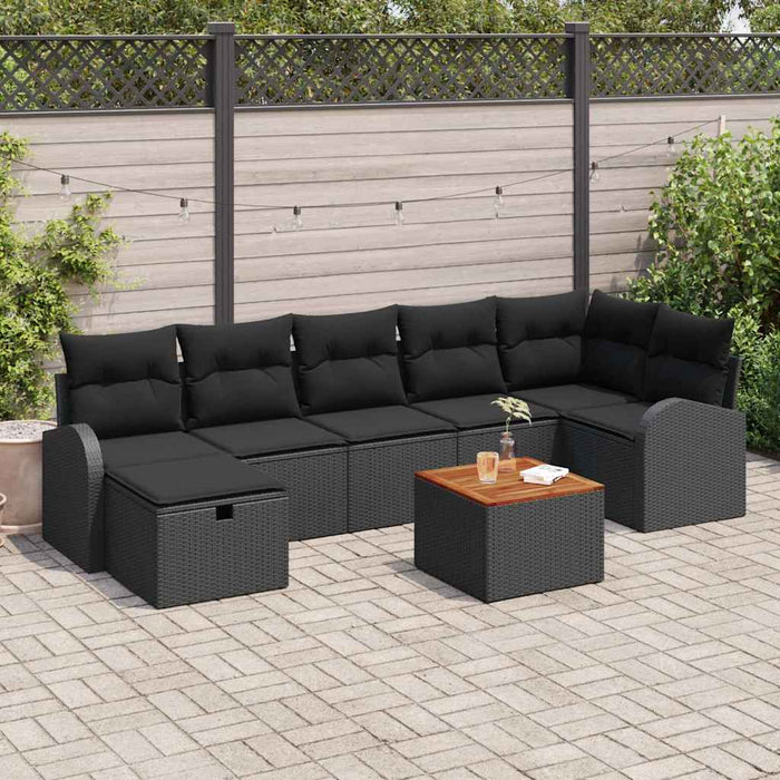Set de canapele pentru grădină cu pernă 8 pcs Negru Rattan poli - WALTI WALTI