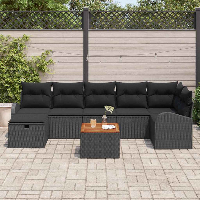 Set de canapele pentru grădină cu pernă 8 pcs Negru Rattan poli - WALTI WALTI