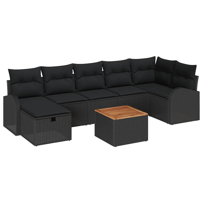 Set de canapele pentru grădină cu pernă 8 pcs Negru Rattan poli - WALTI WALTI
