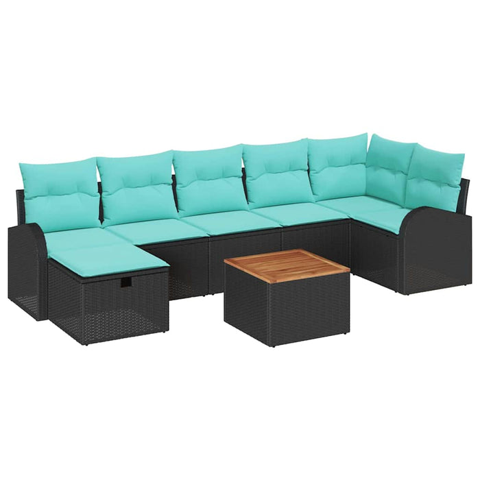 Set de canapele pentru grădină cu pernă 8 pcs Negru Rattan poli WALTI