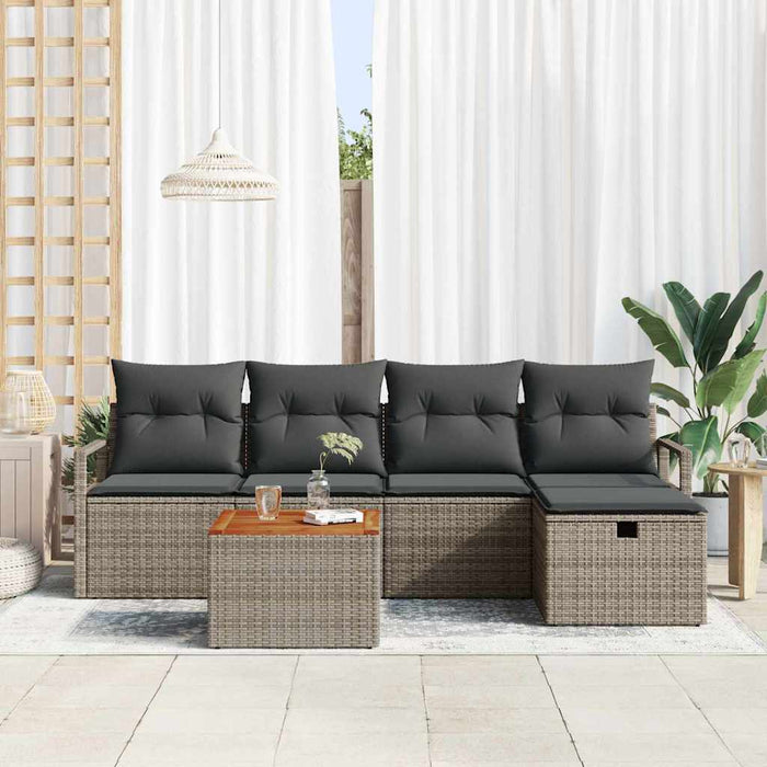 Set de canapele pentru grădină cu pernă 6 pcs Gri Rattan poli - WALTI WALTI
