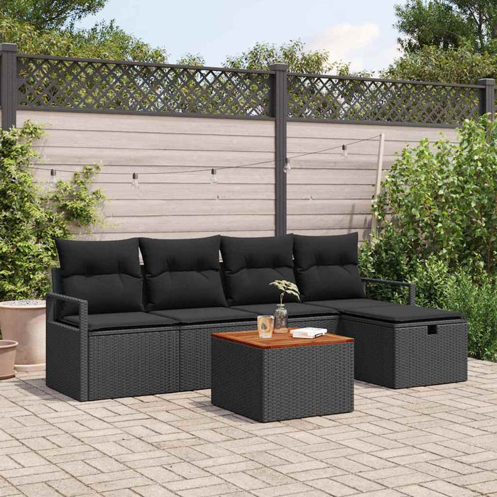 Set de canapele pentru grădină cu pernă 6 pcs Negru Rattan poli - WALTI WALTI