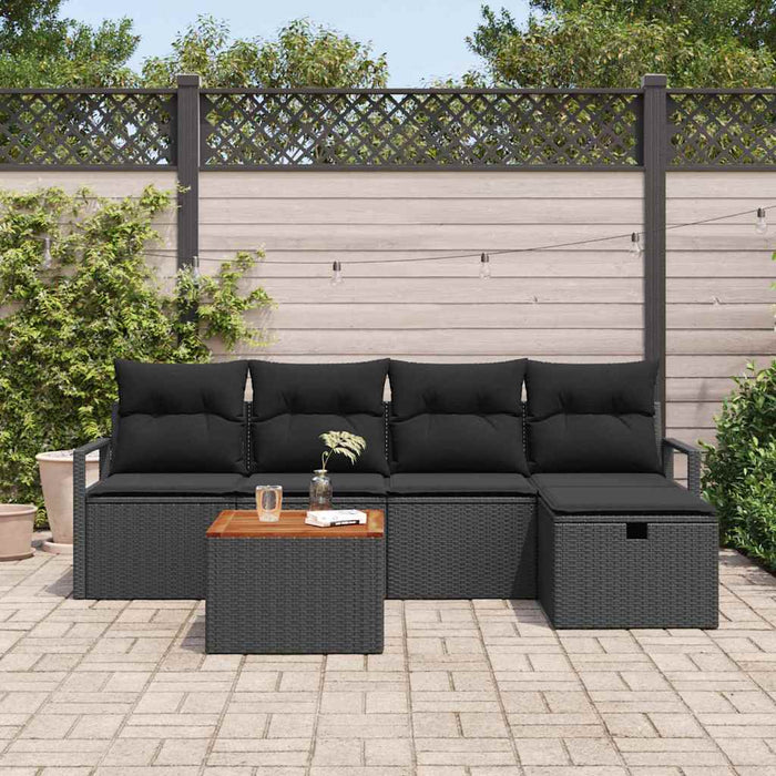 Set de canapele pentru grădină cu pernă 6 pcs Negru Rattan poli - WALTI WALTI