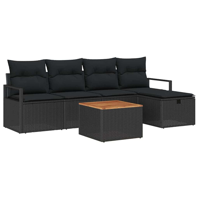 Set de canapele pentru grădină cu pernă 6 pcs Negru Rattan poli - WALTI WALTI