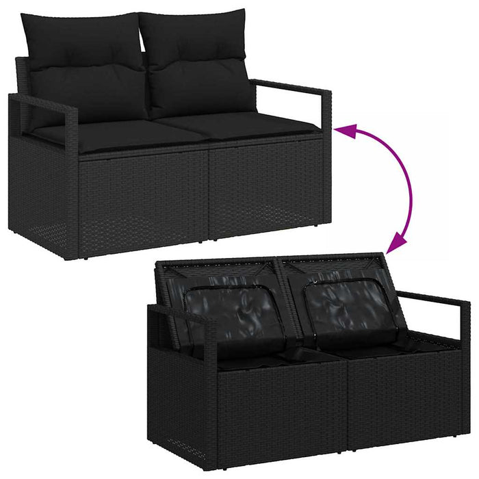 Set de canapele pentru grădină cu pernă 6 pcs Negru Rattan poli - WALTI WALTI