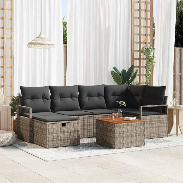 Set de canapele pentru grădină cu pernă 7 pcs Gri Rattan poli - WALTI WALTI