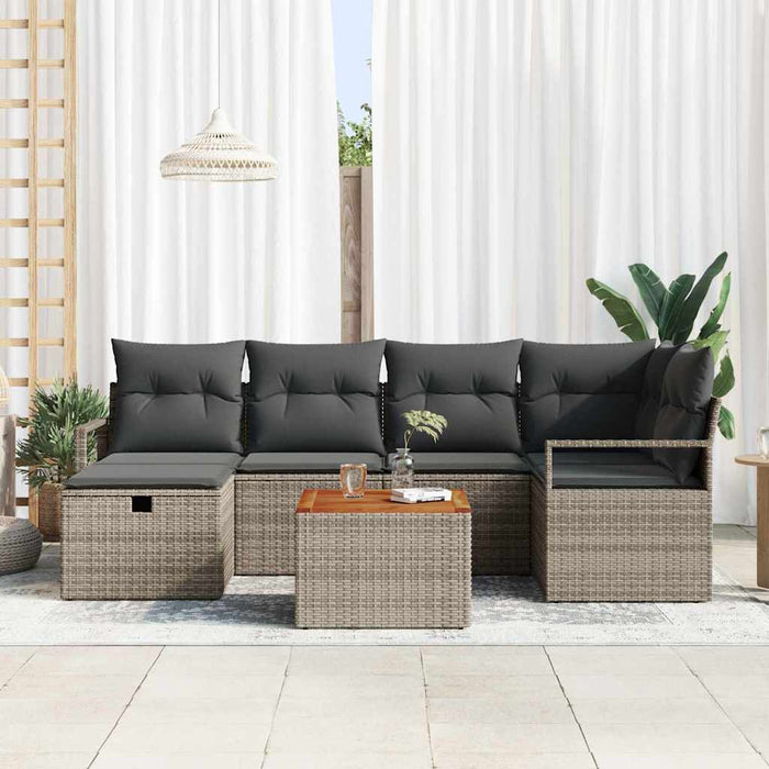 Set de canapele pentru grădină cu pernă 7 pcs Gri Rattan poli - WALTI WALTI